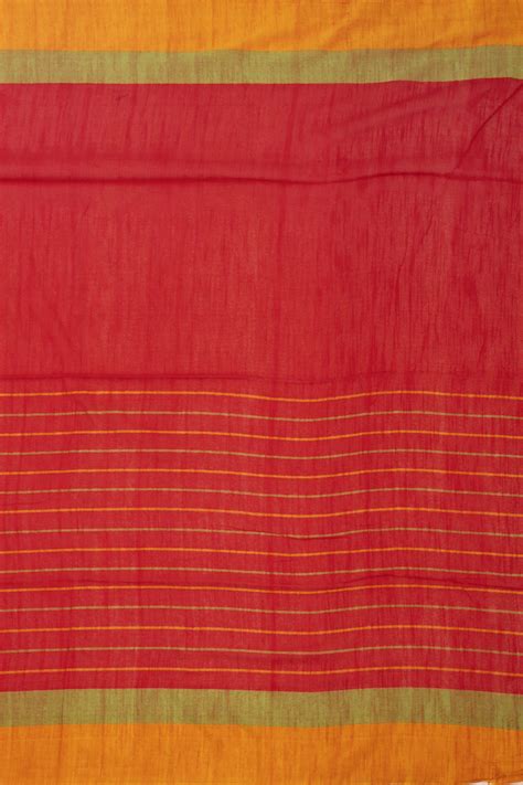 Red Bengal Handwoven Cotton Saree 10075341