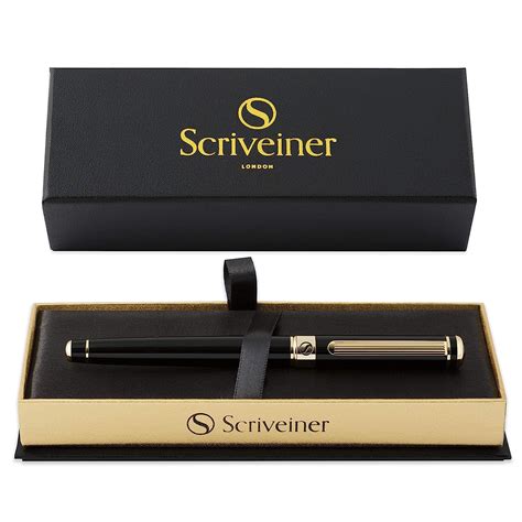 Scriveiner Black Lacquer Rollerball Pen - Stunning Luxury Pen with 24K ...