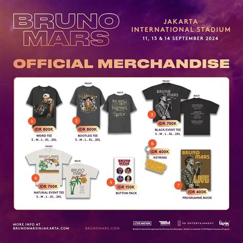 Daftar Lengkap Harga Official Merchandise Bruno Mars