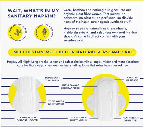 Buy HEYDAY NATURAL & ORGANIC ALL NIGHT LONG SANITARY NAPKINS (14 PADS ...
