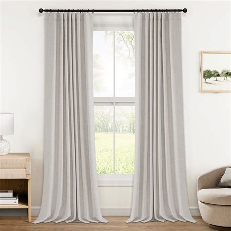 Latitude Run® 100% Blackout Curtains 50 Inch Faux Linen Thermal ...