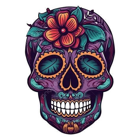 Mexican Day Of The Dead Skull Purple Pattern, Mexican Day Of The Dead ...