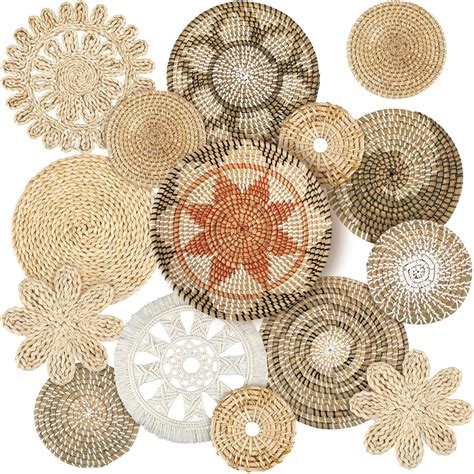 Amazon.com - Glenmal Set of 13 Boho Wall Basket Decor Woven Rattan ...