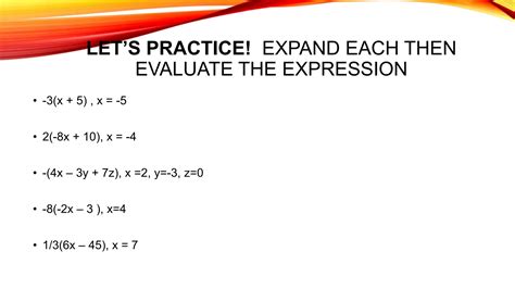 Evaluating Algebraic Expressions 的图像结果