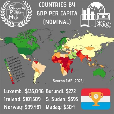 Countries by nominal GDP per capita, 2022.... - Maps on the Web