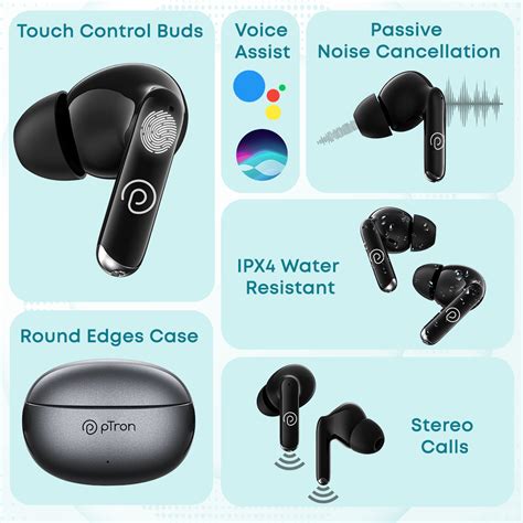 pTron Bassbuds Eon In-Ear Earbuds with ENC, 13mm Driver, Immersive Sou ...