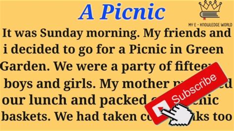 A Picnic // Essay on A Picnic In English // A Picnic Essay // Paragraph on A Picnic
