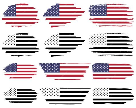 Premium Vector | American flag silhouette grunge usa flag set vector ...