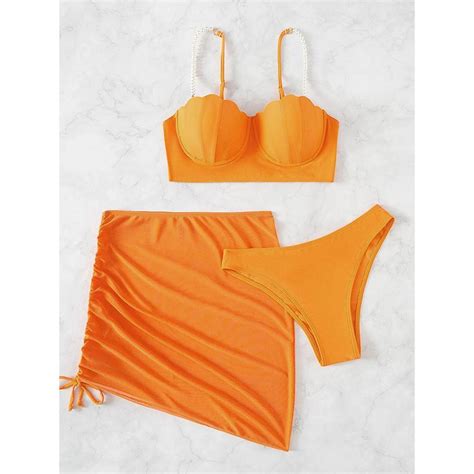 Sexy 3 Piece Bikinis Set Women Swimsuit with Skirt Swimwear Women Push ...