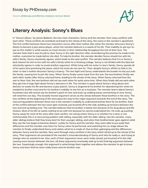Literary Analysis: Sonny’S Blues Essay Paper Example - PHDessay.com