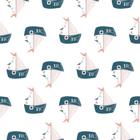 Premium Vector | Ships pattern marine theme drawn ships for children's ...