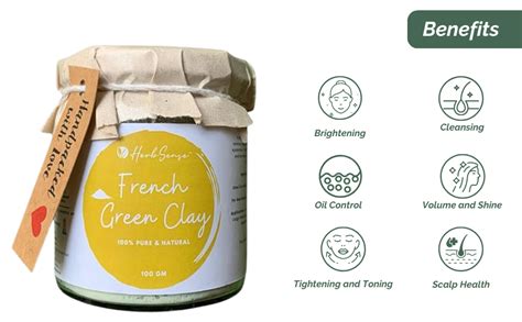 Buy Herbsense French Green Clay Powder Mask - For Glowing & Healthy ...