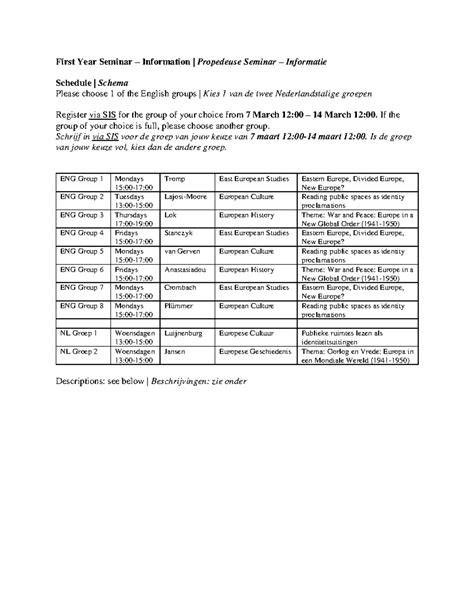 First year seminar-Propedeuse seminar information-informatie - First ...