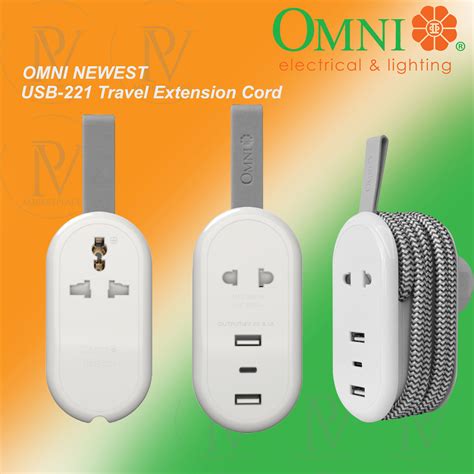 OMNI Pocket Extension Cord w/ USB A and Type C, travel extension cord ...