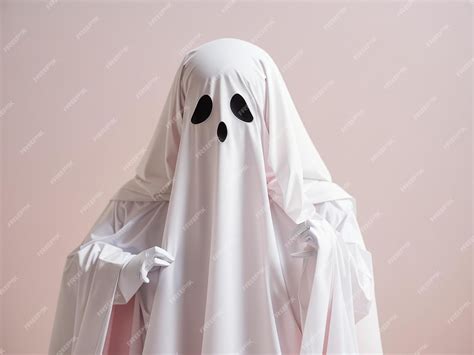 Premium AI Image | Ghostly Elegance White Ghost Sheet Costume Against ...