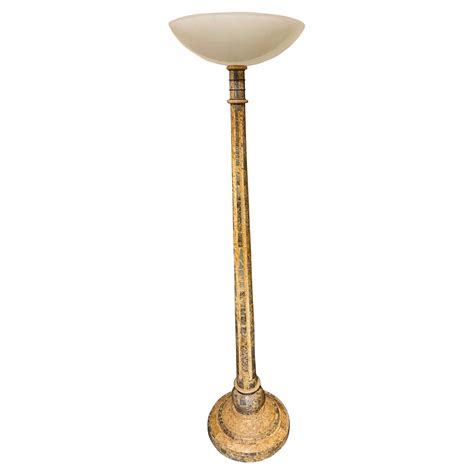 Early 20th Century Art Deco Bronze and Marble Floor Lamp by Oscar Bach ...