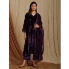 Old Rose Zardozi Hand Embroidered Velvet A-Line Suit with Organza ...