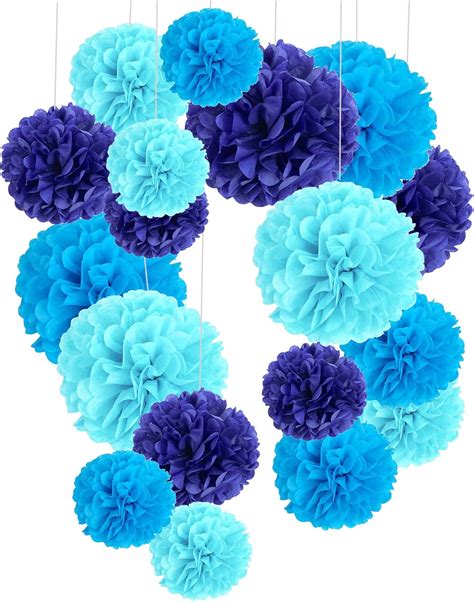 Recosis 18 Pcs Sky Blue Tissue Paper Pom Poms for Party India | Ubuy