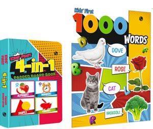 PW Kids Combo of 2 Books | 4 in 1 Padded Board Book & First 1000 Words ...