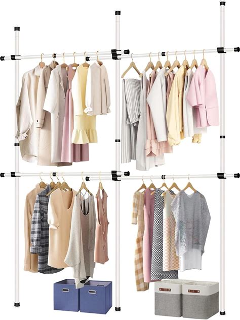 Tonchean Tension Rod Clothing Rack Floor To Ceiling Clothes India | Ubuy