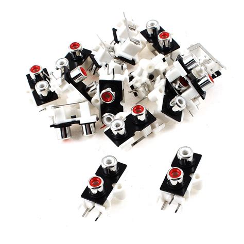 ELECTROPRIME15 Pcs PCB Mount 2 RCA Female Jack Audio Video AV Connector ...