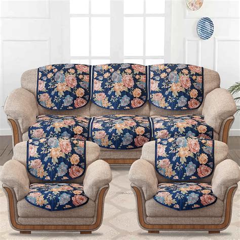 Cloth Fusion Floral Velvet Sofa Cover 5 Seater Set, Perfect Digital ...