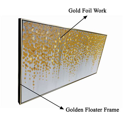 Golden Blossom 100% Hand Painted Wall Painting (With outer Floater Fra ...