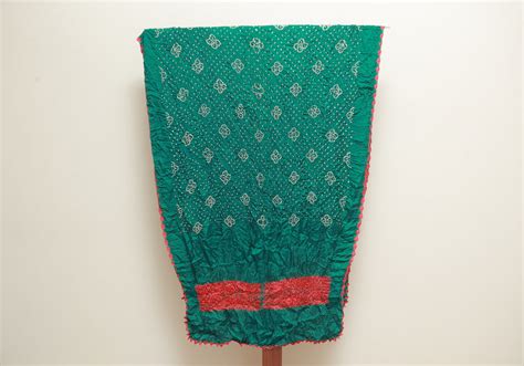 Dark Green and Red Bandini Modal Silk Dupatta - Desically Ethnic