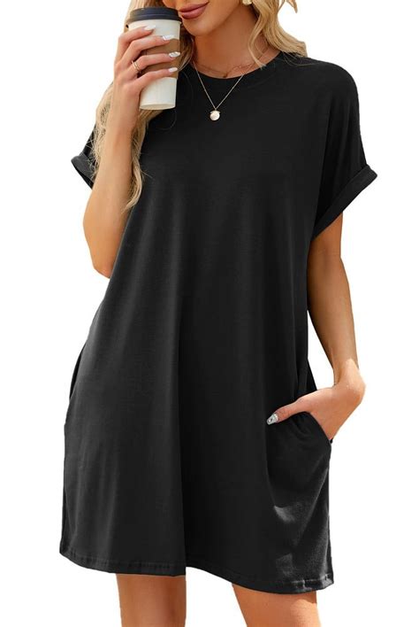 Mchoice Clearance Women Vintage Linen Dresses Casual Loose Crew Neck ...