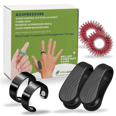 Pack of 2 Sugar Control LI4 Hand Clip with Magnetic Acupressure Ring ...