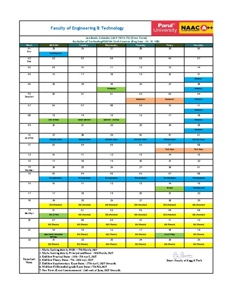 Revised Academic Calendar for Even Term 2024-25 (Engg & Tech) - Studocu