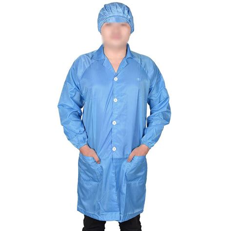 Buy ELECTROPRIME Men Women Blue Point Collar Anti Static Clean Room ESD ...