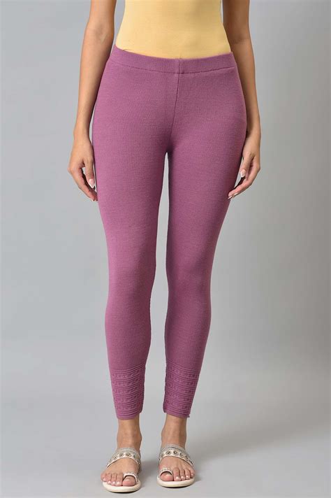 Buy Purple Knitted Winter Leggings With Pintuck Online for Woman ...
