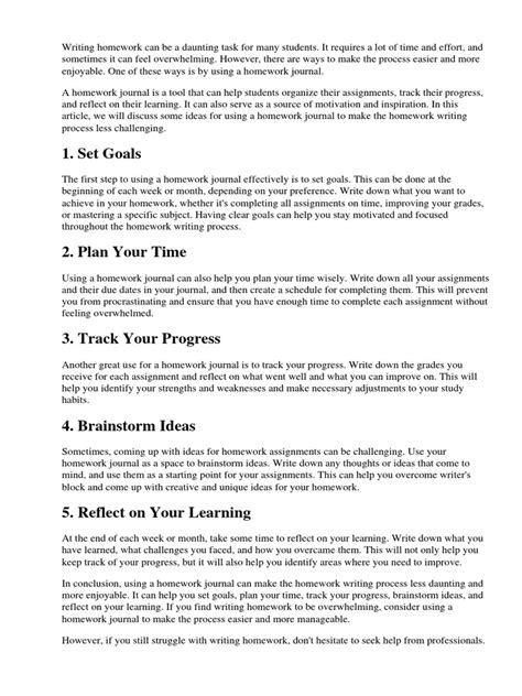 Image result for Homework Journal