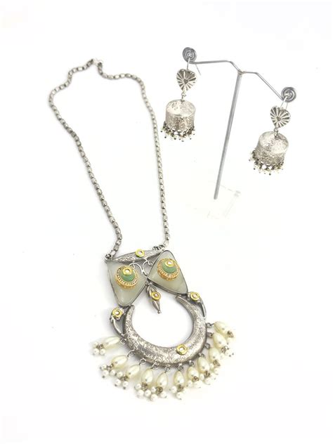 Silver Antique Necklace set – Astikya