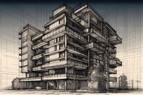 Modern skyscraper with numerous glass windows and a clear blue sky in ...