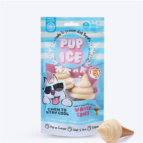 Pup Ice Waffle Cones Vanilla & Peanut Butter Ready To Freeze Treat For ...