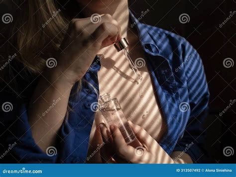 Breast Serum. the Girl Shows Her Cleavage, Which she Will Take Care of ...