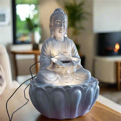 ALILA Meditating Buddha Statue Water Fountain for Home Living Room ...