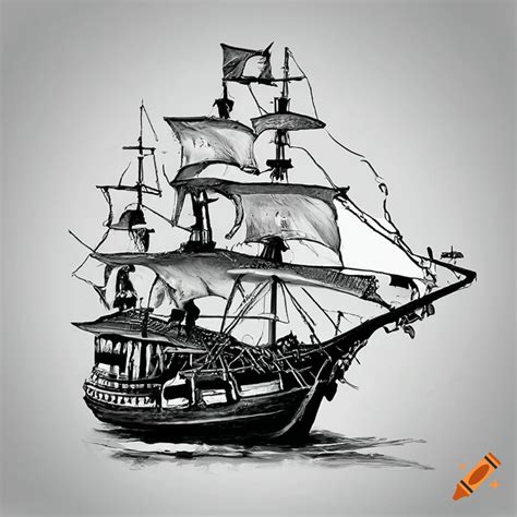 Pirate Ship Front View Drawing