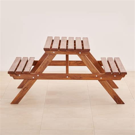 Buy Romero Mango Wood Table and Twin Bench Set - Brown from Home Centre ...