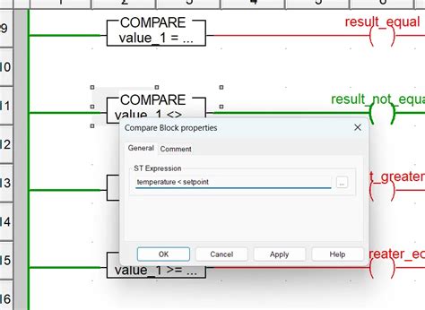Compare blocks (COMP) Block in Schneider PLC EcoStruxure Control Expert