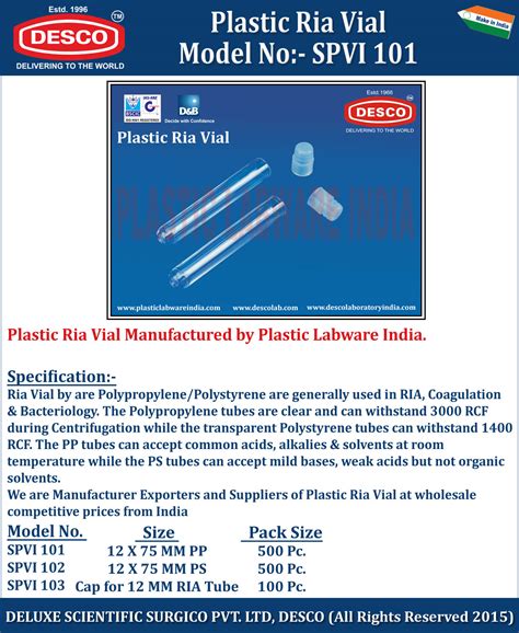 Plastic Ria Vial - Manufacturers, Exporters and Suppliers India
