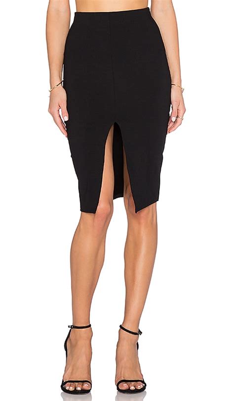 Donna Mizani Front Slit Midi Skirt in Black | REVOLVE