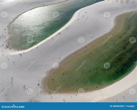 Aerial View of Lencois Maranhenses. White Sand Dunes with Pools of ...