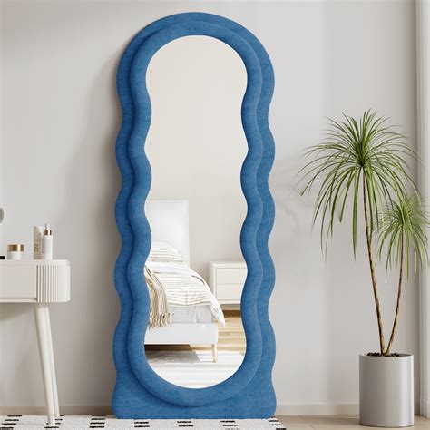 TinyTimes 63"x24" Wavy Full Length Mirror Modern Floor Mirror with ...