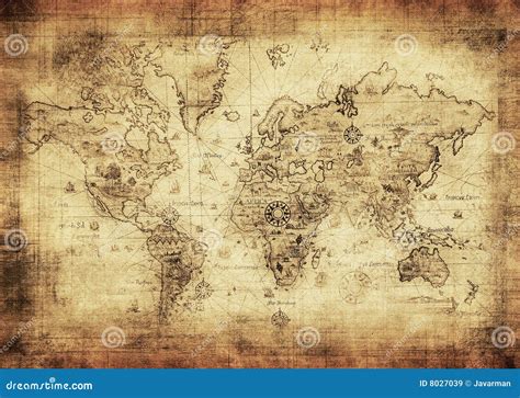 Ancient map of the world stock image. Image of color, asia - 8027039