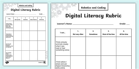 Robotics and Coding - Digital Literacy Rubric