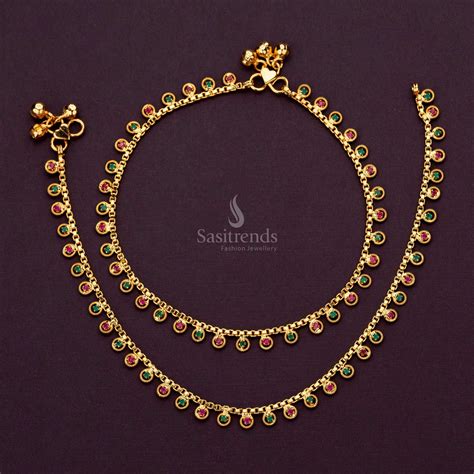 Stunning Micro Gold Plated Anklets with Shimmering Stones - Sasitrends