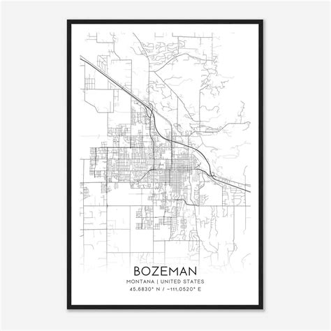 Bozeman Montana Map Poster, Modern Home Decor Wall Art Print - Custom ...
